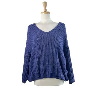 MIRACLE Sweater Oversized Small Medium Purple Cable Knit Soft Lightweight Long